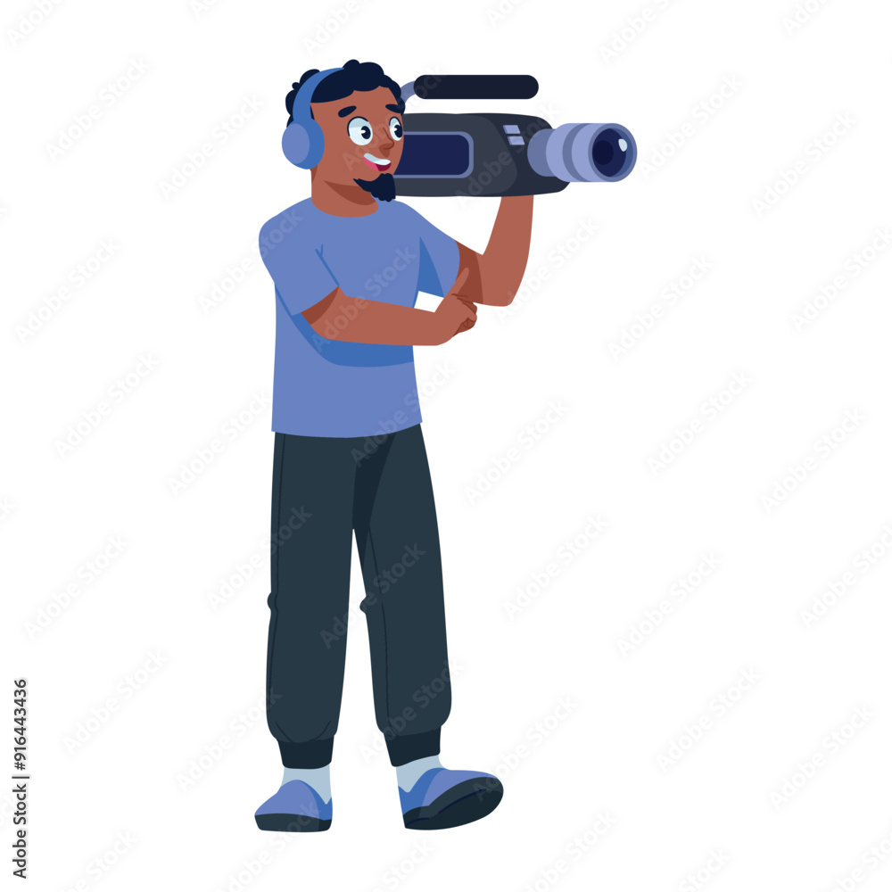 cameraman with video camera on event cameraman with video camera on event