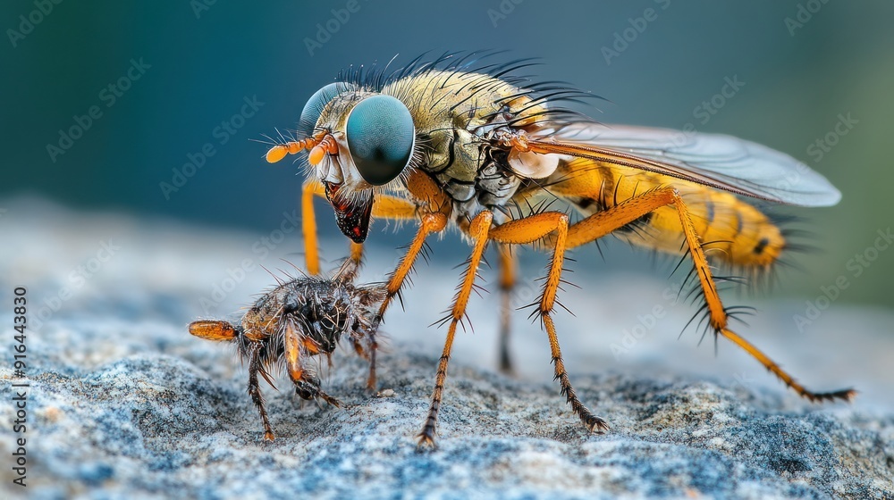 Close-up of a Robber Fly Eating Close-up of a Robber Fly Eating