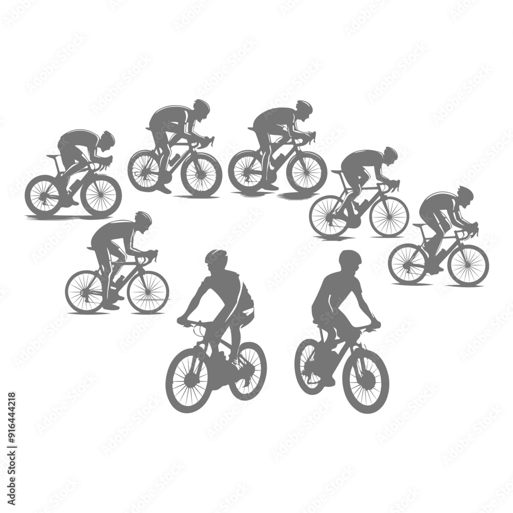 Fototapeta premium Bicycle icon. Bicycle race symbol. Cycling race flat icon. Cyclist sign. Road Cyclist Silhouette. sports, riders silhouettes cycling silhouette 