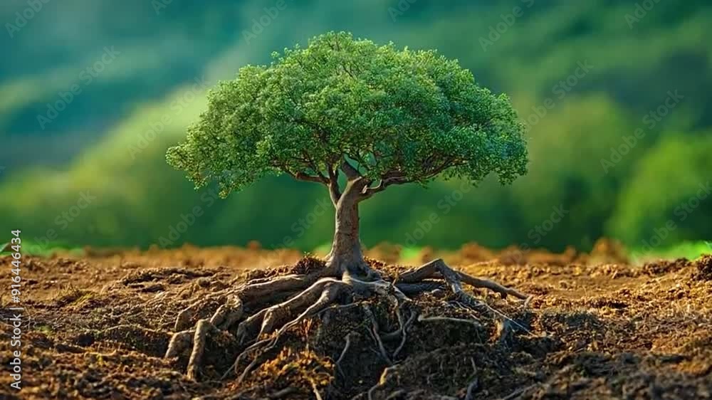 A visually stunning depiction of a tree with its intricate root system ...
