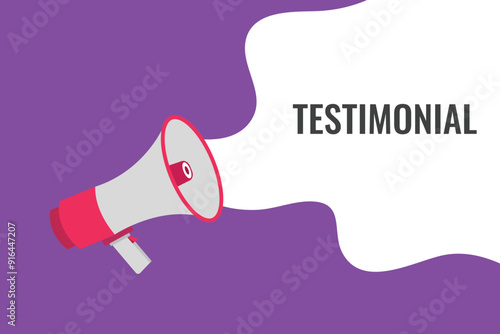 testimonial button, banner, label, template for website. testimonial text with colorful megaphone icon
