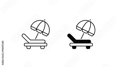Sunbed icon design with white background stock illustration