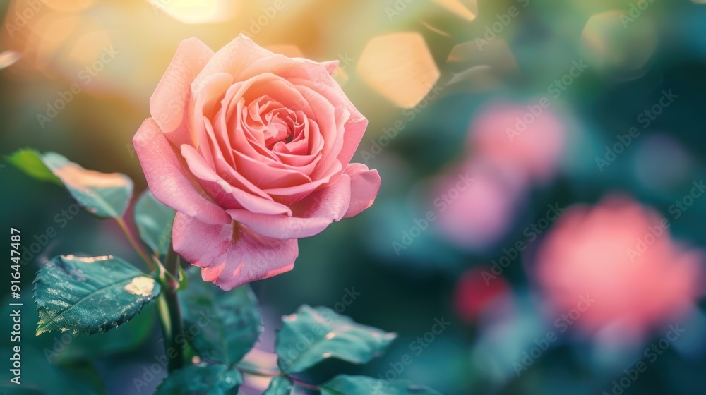 A Single Pink Rose in Bloom A Single Pink Rose in Bloom