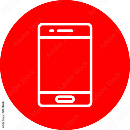 Smartphone Vector Line White Circle Red