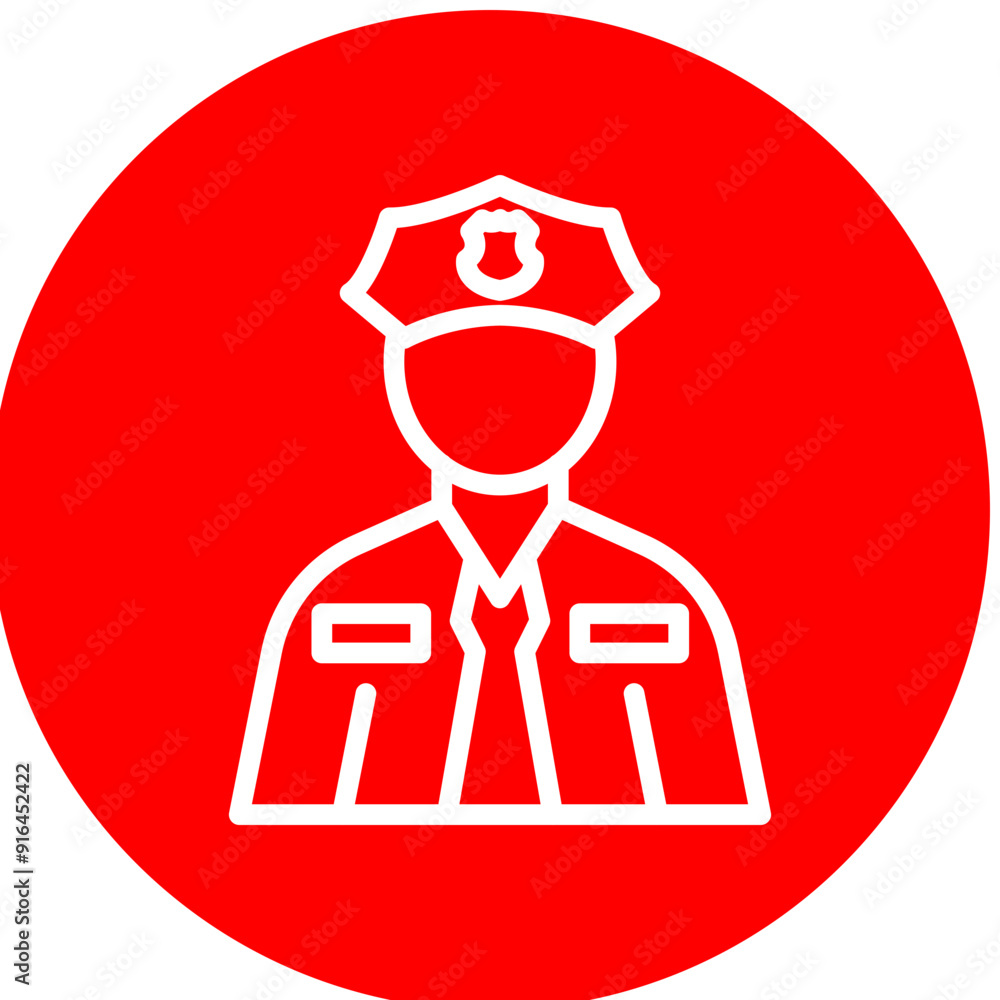 Police Vector Line White Circle Red Police Vector Line White Circle Red