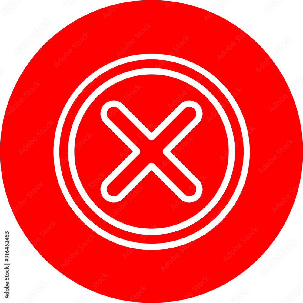 Fototapeta premium Rejection Vector Line White Circle Red