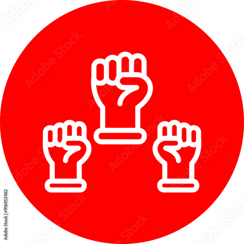 Protest Vector Line White Circle Red