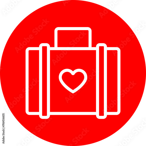 Luggage Vector Line White Circle Red