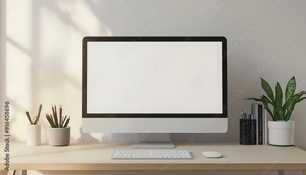 Minimalist Workspace with a Desktop Computer Minimalist Workspace with a Desktop Computer