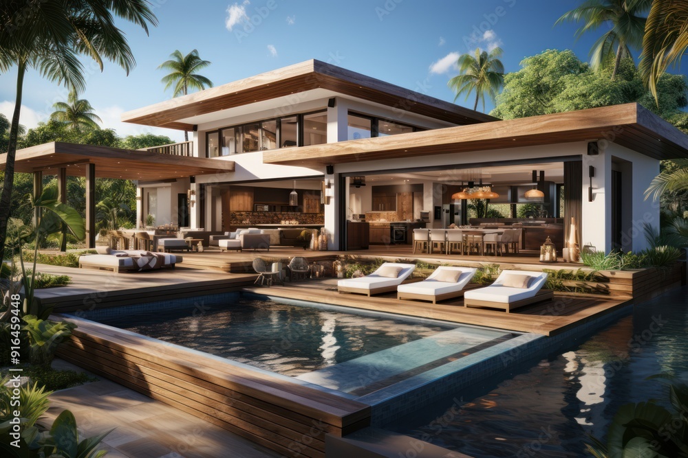 Photo of a modern design house with outdoor space Photo of a modern design house with outdoor space