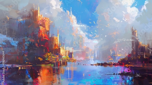 Fantasy landscape art illustration environment.