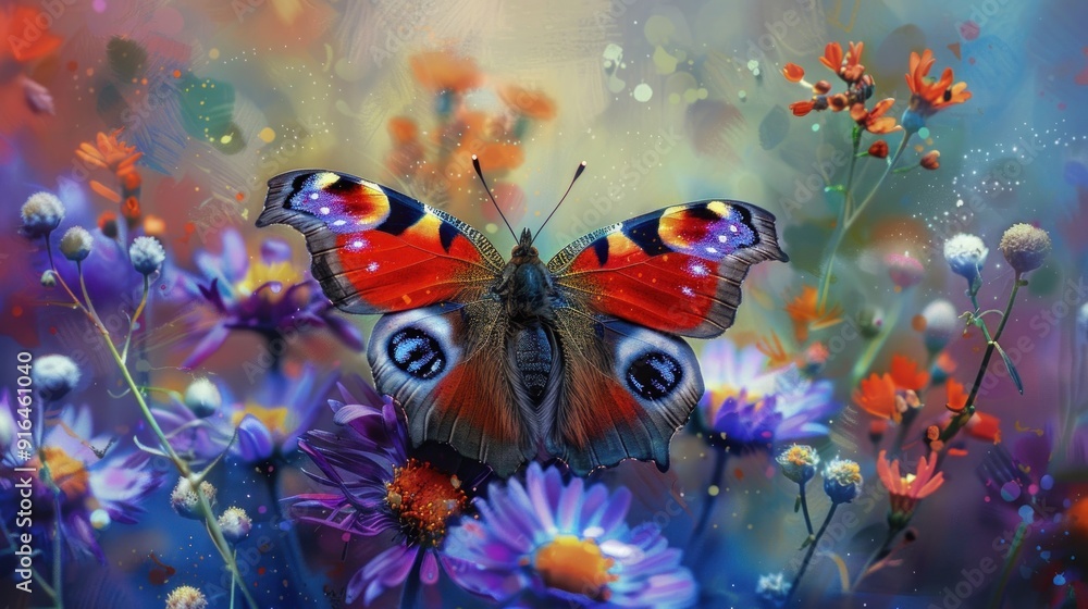 Fototapeta premium Butterfly in a Colorful Meadow