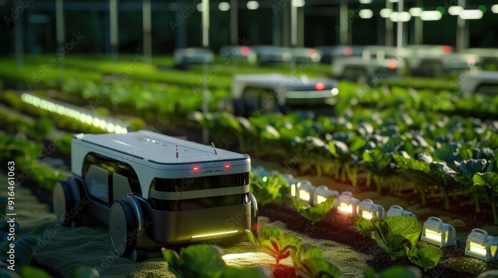 An innovative agricultural setup with automated farming robots, precision irrigation systems, and data-driven crop management to maximize efficiency and yield An innovative agricultural setup with automated farming robots, precision irrigation systems, and data-driven crop management to maximize efficiency and yield