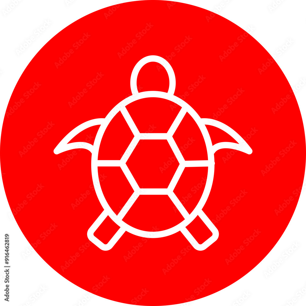 Obraz premium Sea Turtle Vector Line White Circle Red