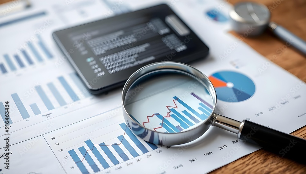 magnifying glass on charts financial analysis
magnifying glass on charts financial analysis