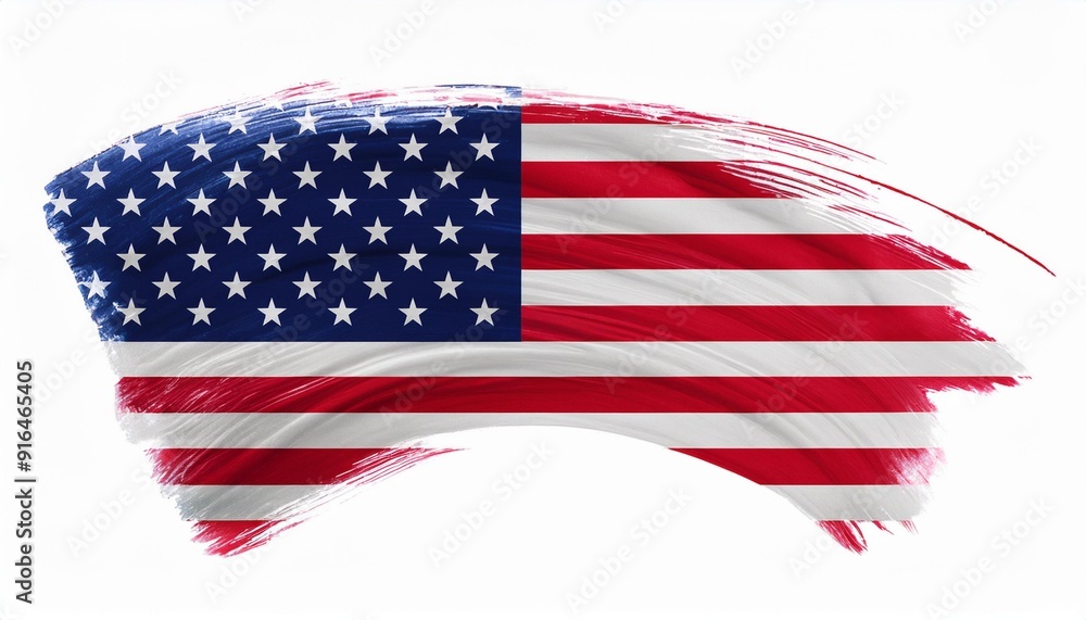 Fototapeta premium American Flag Brush Stroke: High-Quality PNG on White or Transparent Background