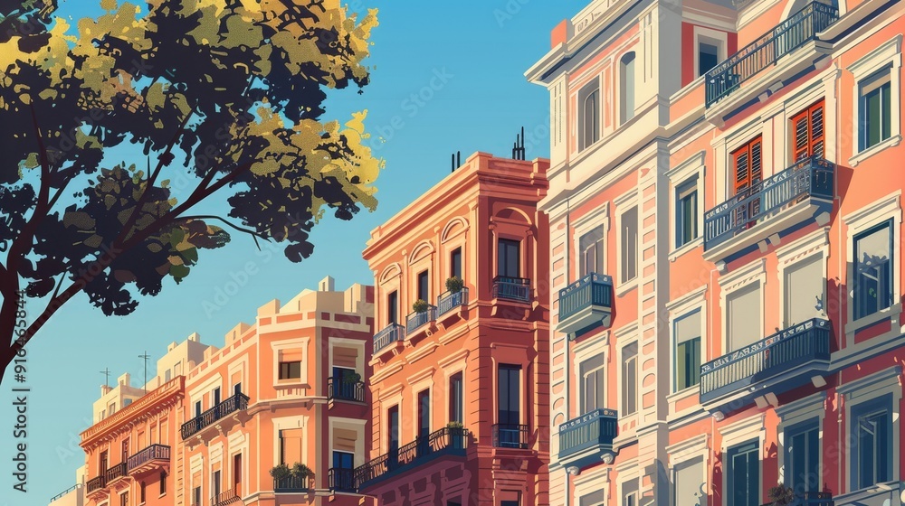 Naklejka premium Building facades and urban landscapes