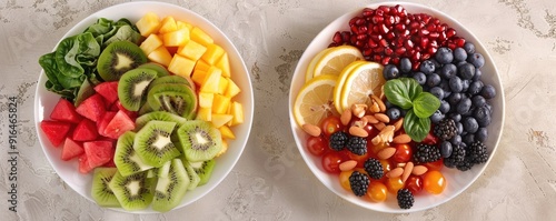 Wallpaper Mural Two Plates of Fresh Fruit and Berries Torontodigital.ca