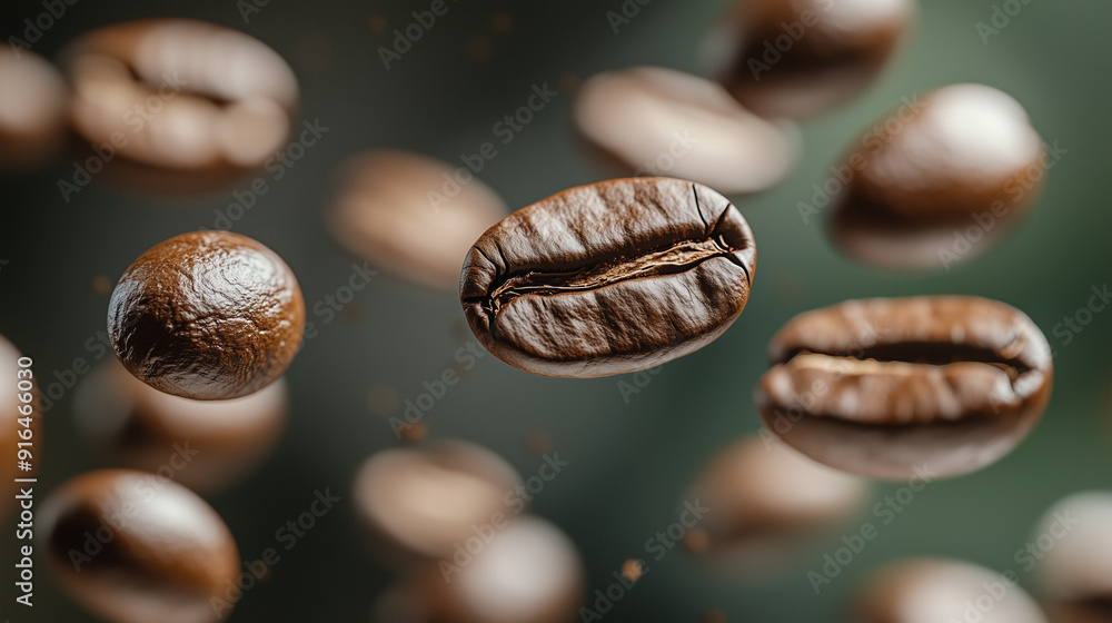 Floating Coffee Beans Close-up. Close-up of coffee beans floating in mid-air, highlighting the texture and aroma of fresh coffee. Floating Coffee Beans Close-up. Close-up of coffee beans floating in mid-air, highlighting the texture and aroma of fresh coffee.