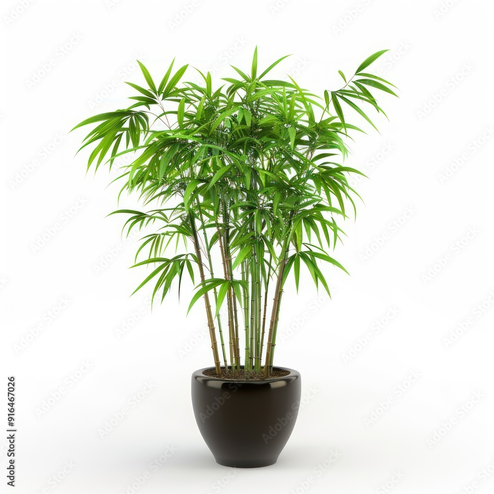 Lush Green Plant in Black Pot. Lush Green Plant in Black Pot.