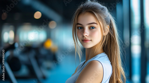 young girl in yoga wear