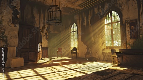 Old abandoned house in the dark