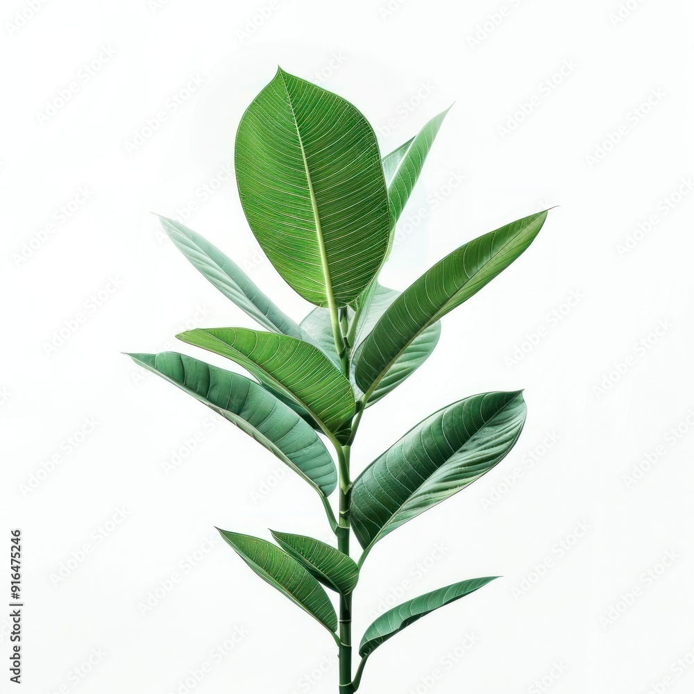 Fototapeta premium Green Plant Branch with White Background.