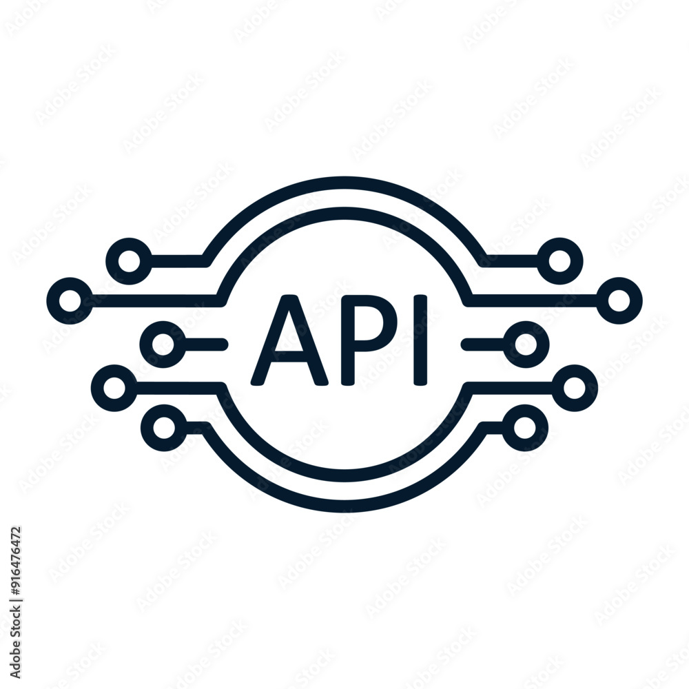 API. Vector linear icon isolated on white background. API. Vector linear icon isolated on white background.