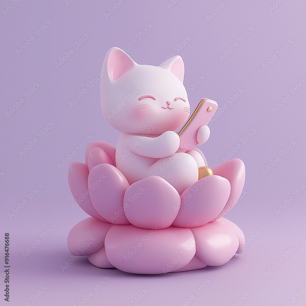 3D view of a charming domestic cat 3D view of a charming domestic cat