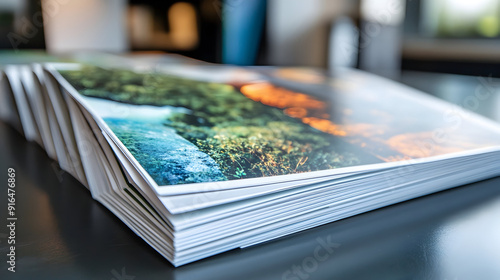 printed brochures with saddle stitching from the printing house : Generative AI