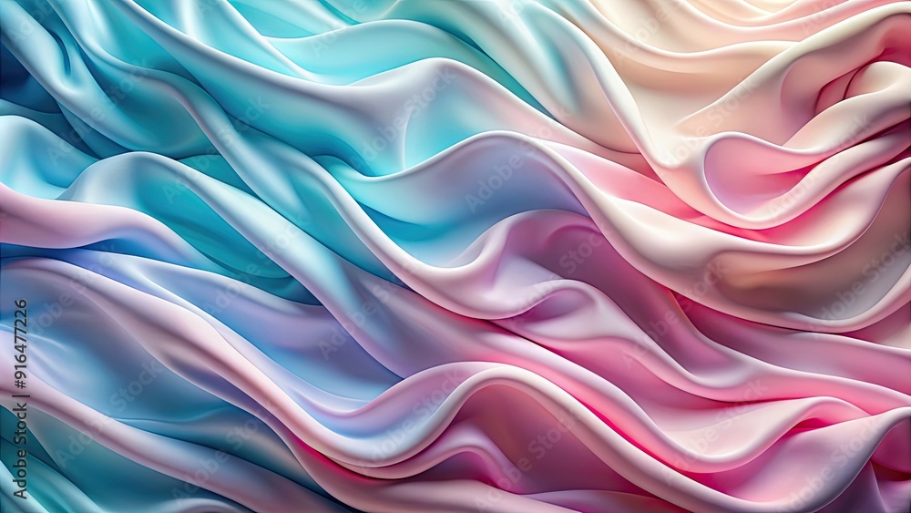 Obraz premium Soft pastel fabric waves in shades of pink, blue, and light hues, pastel, fabric, waves, soft, shades, pink, blue, light