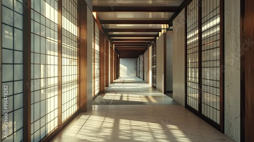 Wallpaper Mural Usonian Architecture Environment. AI generated art illustration. Torontodigital.ca