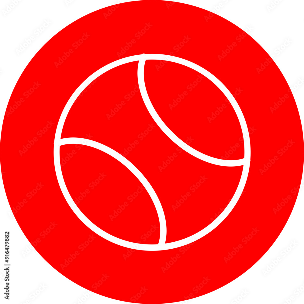 Tennis Ball Vector Line White Circle Red Tennis Ball Vector Line White Circle Red