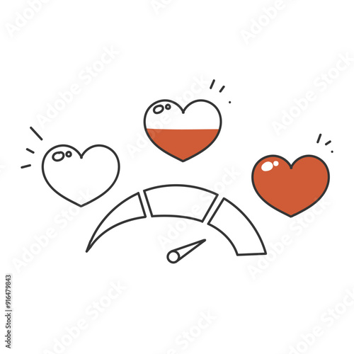hand drawn doodle doodle love indicator meter