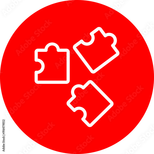 Puzzle Vector Line White Circle Red