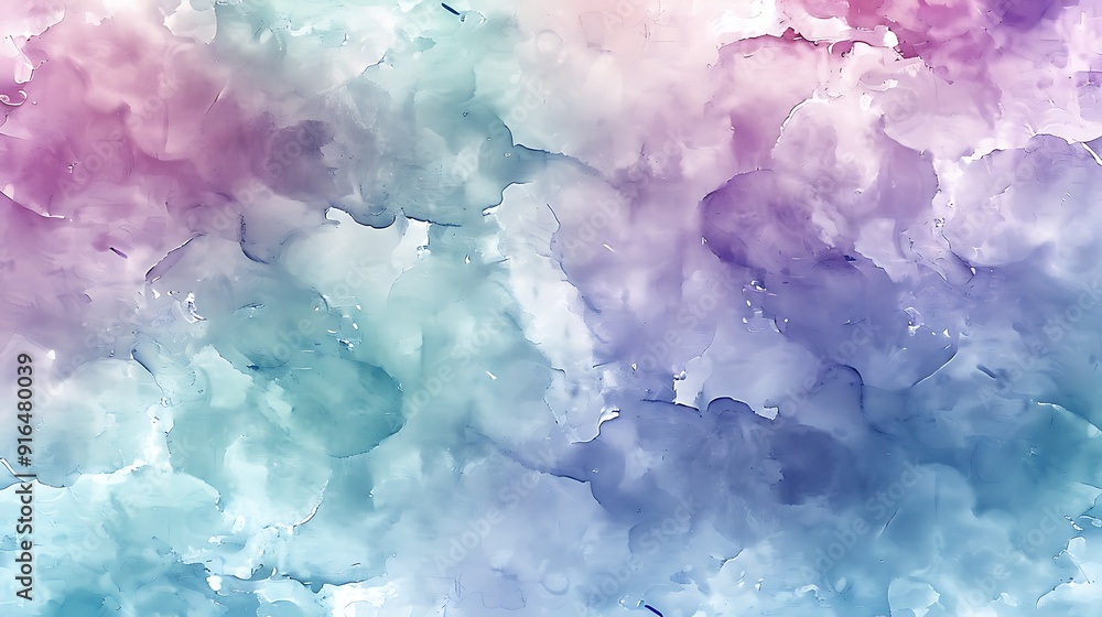 Fototapeta premium A background of abstract watercolor blends, seamless transitions of soft mint and lavender hues, evoking a refreshing and peaceful atmosphere, gentle texture, hd quality, natural look.