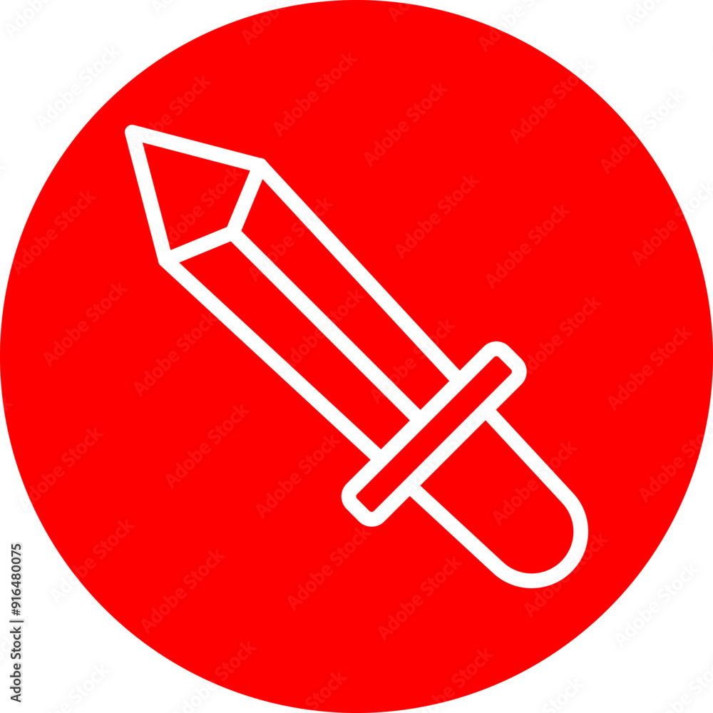 Toy Sword Vector Line White Circle Red Toy Sword Vector Line White Circle Red