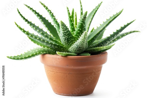 Aloe Vera Plant in a Terracotta Pot.