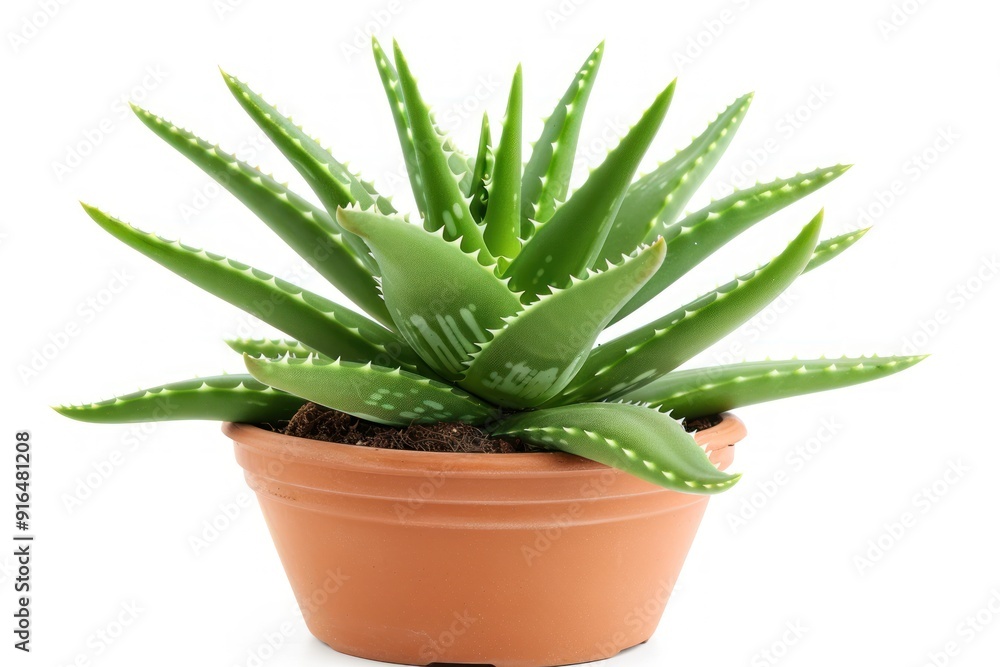 Close up of a potted aloe vera plant. Close up of a potted aloe vera plant.