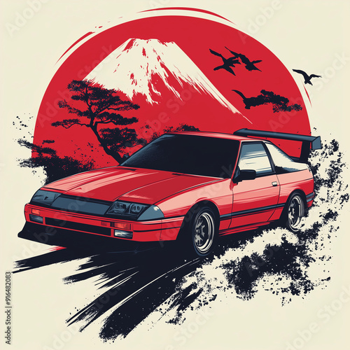 Japan automotive t-shirt design