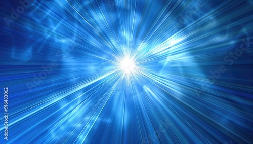 Abstract Blue Light Rays Burst