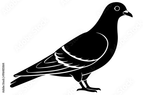 Woodpigeon Bird Silhouette Vector Wildlife Icon Illustration Clipart