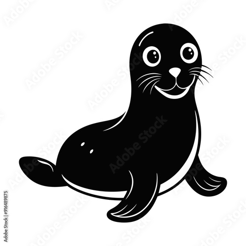 Cute sea lion Silhouette Vector Graphics