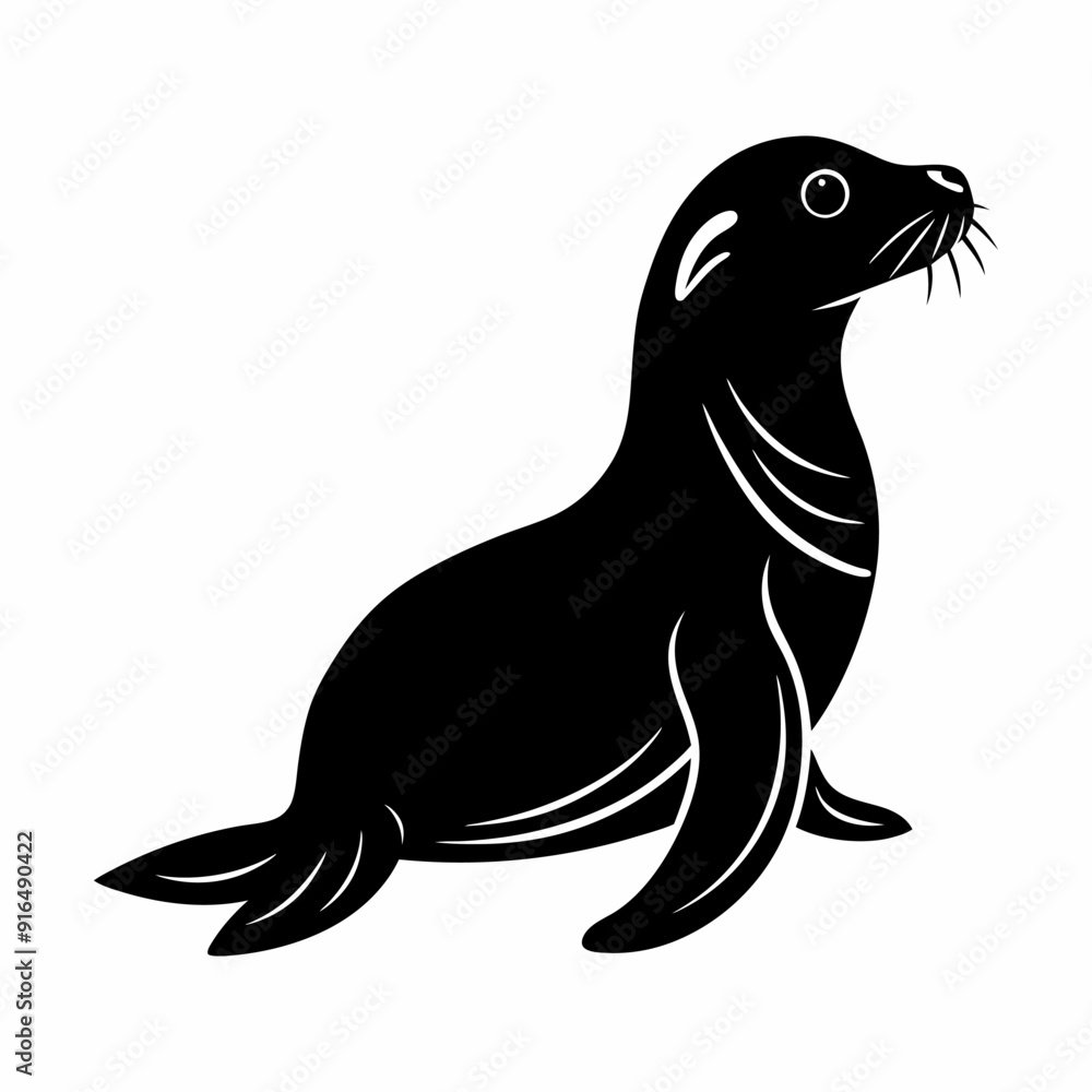 Obraz premium A black and white drawing of a seal on a white background