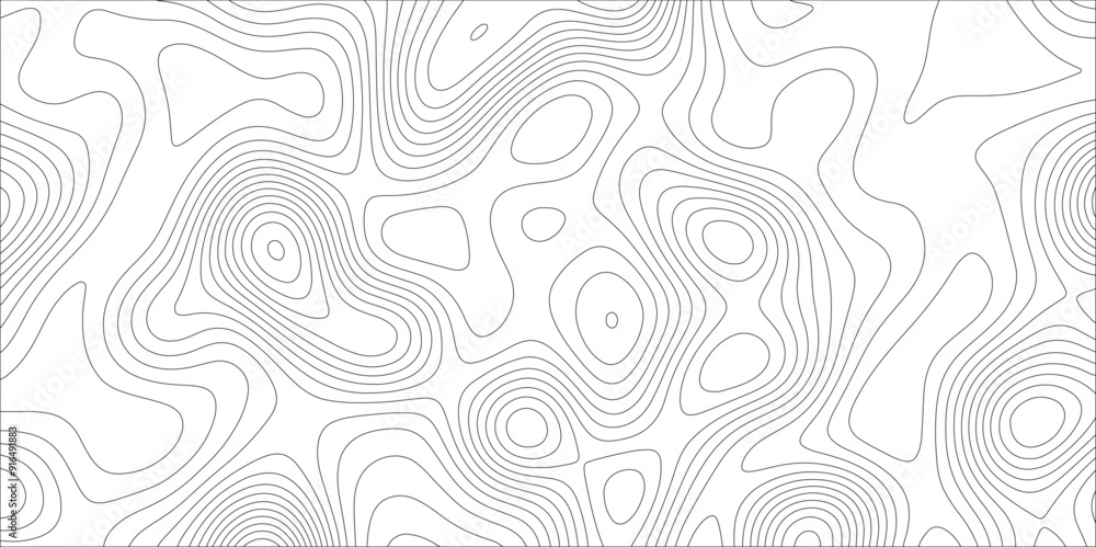 Ocean topographic line map with curvy wave isolines vector illustration. Abstract topographic contours map background, Vector contour topographic map. Cartography texture abstract banner use. Ocean topographic line map with curvy wave isolines vector illustration. Abstract topographic contours map background, Vector contour topographic map. Cartography texture abstract banner use.