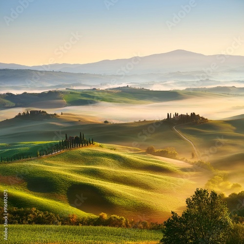 hills near Siena, AI generated photo