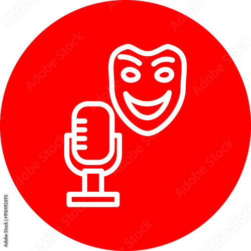 Comedy Show Vector Line White Circle Red