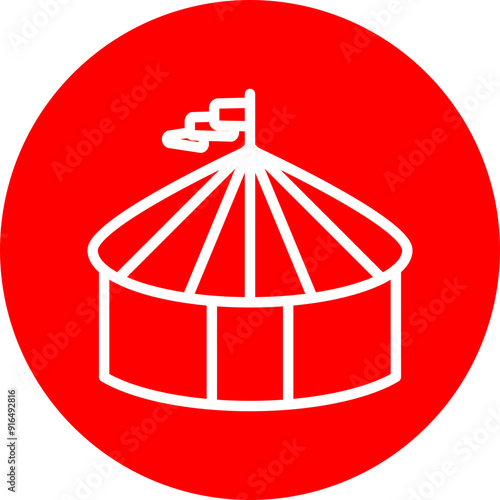 Circus Vector Line White Circle Red