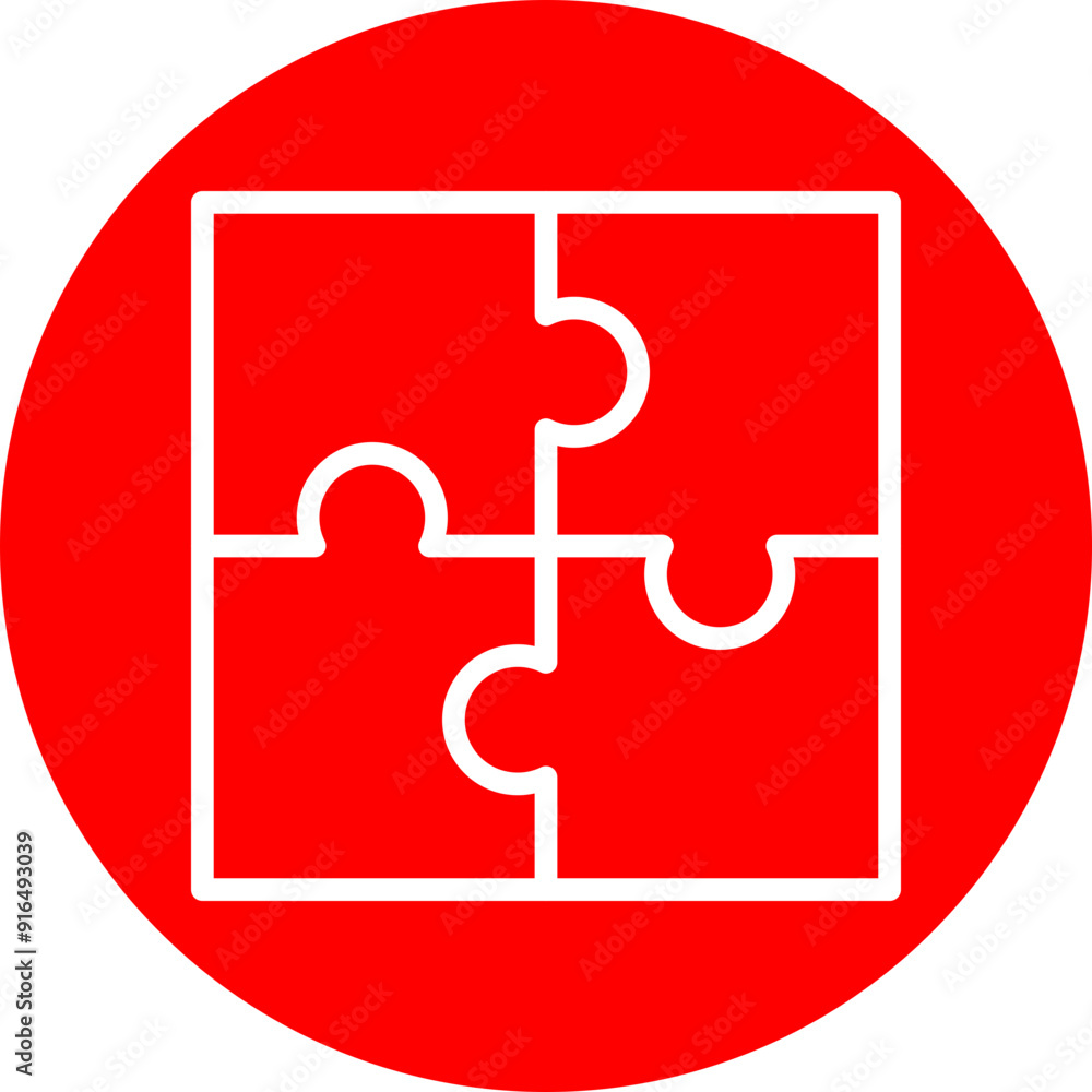 Puzzle Vector Line White Circle Red Puzzle Vector Line White Circle Red
