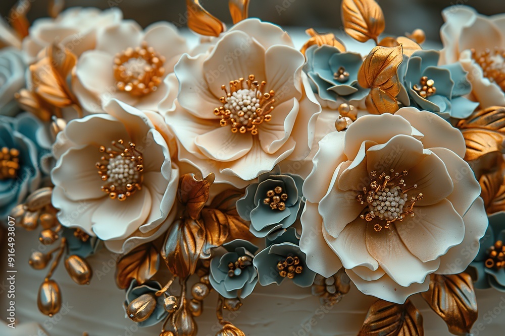 Fototapeta premium Delicate White and Gold Floral Arrangement